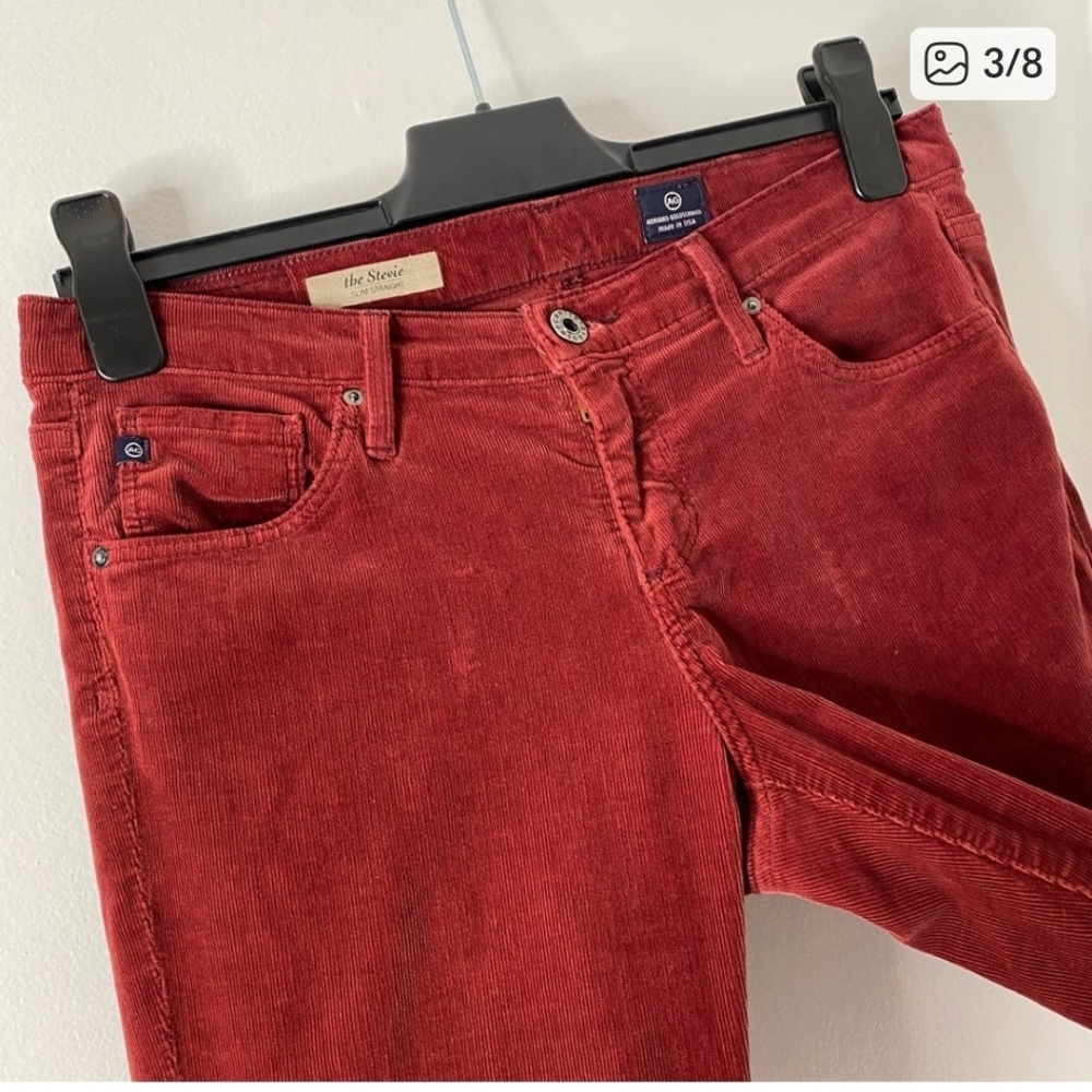 AG Adriano Goldschmied Slim Straight (The Stevie) Cords In Rustic Red. - Picture 4 of 9